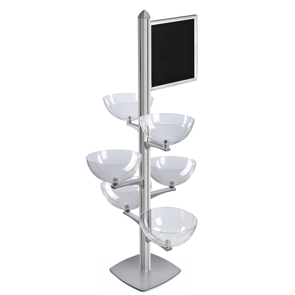Sky Tower Bowl Display W/ Slide-in Frame Sign Holder